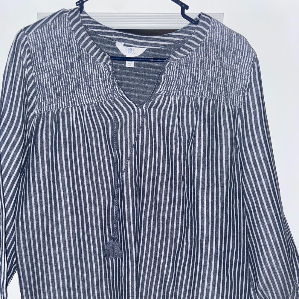 Tru and Time light blue striped long sleeve shirt